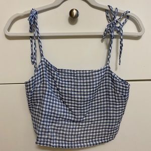 Brandy Melville Cropped Gingham Tie Top
